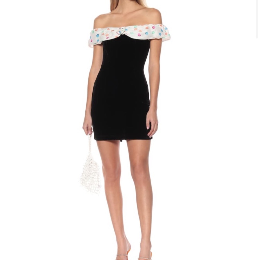 RIXO FLORENCE SPOT BLACK WHITE Mini Dress Sz L